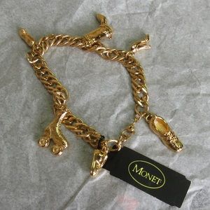 NWT Monet gold tone charm bracelet shoe lover